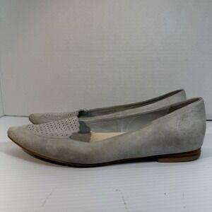 Cole Haan Allison Skimer Flat Light Grey Suede Pointed Slip On Shoe Womens 5.5 B